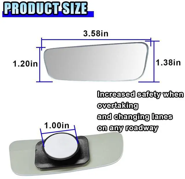 Alt view image 2 of 6 - 2PCS Rectangle Blind Spot Mirror for Car, Frameless Adjustable Wide Angle Mirror, Universal Side Rear View Mirror, Stick-on Design, HD Glass Convex Mirror for Cars, Trucks, SUVs (Frameless)
