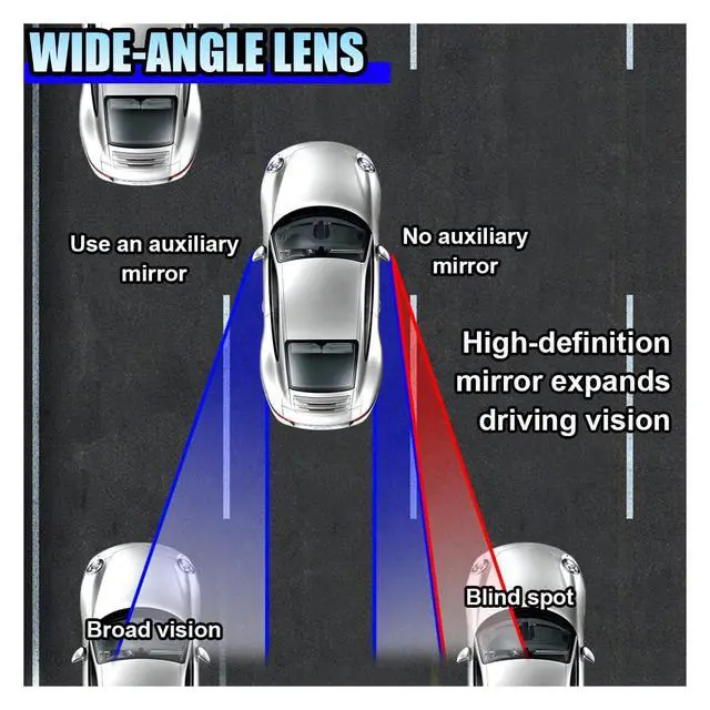 Alt view image 4 of 6 - 2PCS Rectangle Blind Spot Mirror for Car, Frameless Adjustable Wide Angle Mirror, Universal Side Rear View Mirror, Stick-on Design, HD Glass Convex Mirror for Cars, Trucks, SUVs (Frameless)