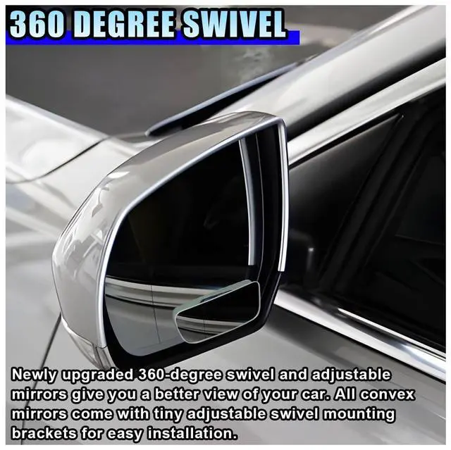 Alt view image 3 of 6 - 2PCS Rectangle Blind Spot Mirror for Car, Frameless Adjustable Wide Angle Mirror, Universal Side Rear View Mirror, Stick-on Design, HD Glass Convex Mirror for Cars, Trucks, SUVs (Frameless)