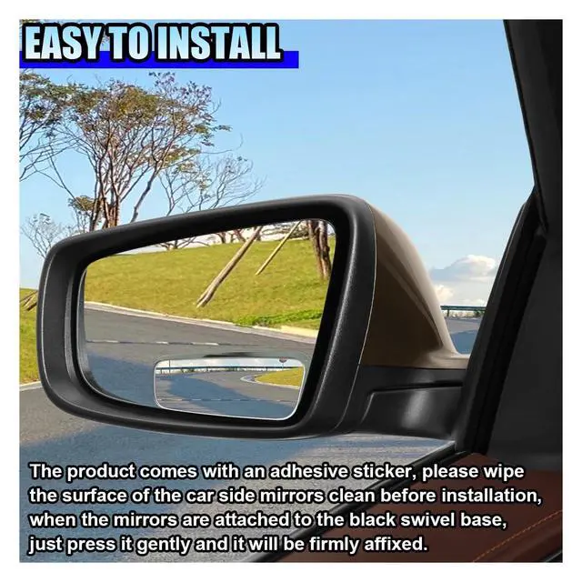 Alt view image 6 of 6 - 2PCS Rectangle Blind Spot Mirror for Car, Frameless Adjustable Wide Angle Mirror, Universal Side Rear View Mirror, Stick-on Design, HD Glass Convex Mirror for Cars, Trucks, SUVs (Frameless)