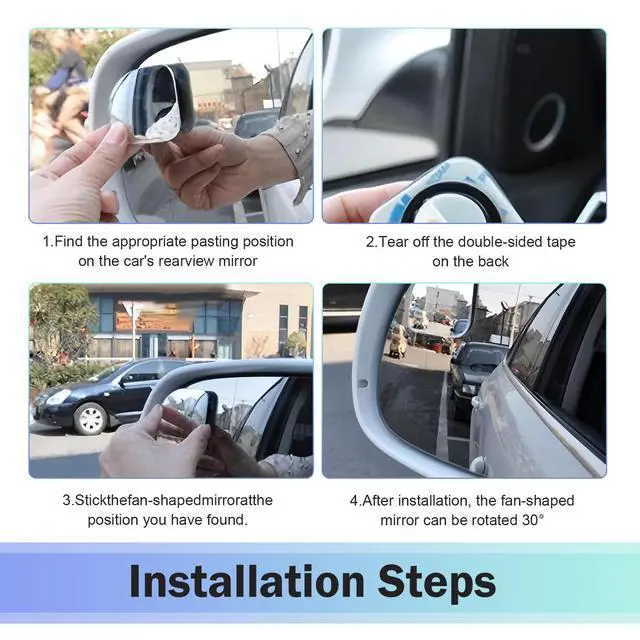 Alt view image 4 of 6 - 2PCS Blind Spot Mirror, Fan Shaped HD Blindspot Mirror with 360° Adjustment, Frameless Convex Rear View Mirror for Car, Van, SUV and Trucks