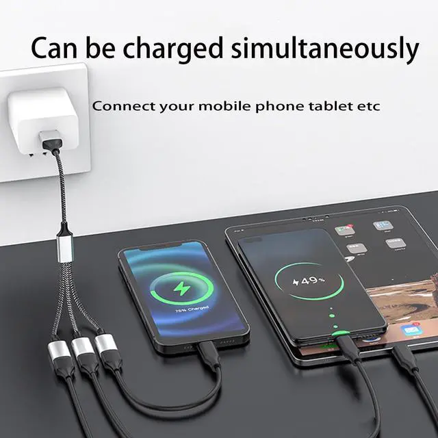 Alt view image 2 of 6 - USB Hub Splitter, USB A Male to 3-Female Splitter, Y-Splitter Type Cable for Laptop/PC, Nylon Braided Multi-Port Adapter for Keyboard, Mouse, Flash Drive, Charging & Data Sync (Not for Carplay)