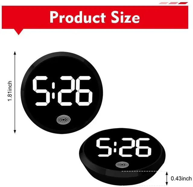 Alt view image 2 of 7 - Car Digital Dashboard Clock, High Definition LED Luminous Clock with Touch Display, Alloy Mini Decorative Watch, Self-Adhesive Interior Watch for Car & Home & Office (White)