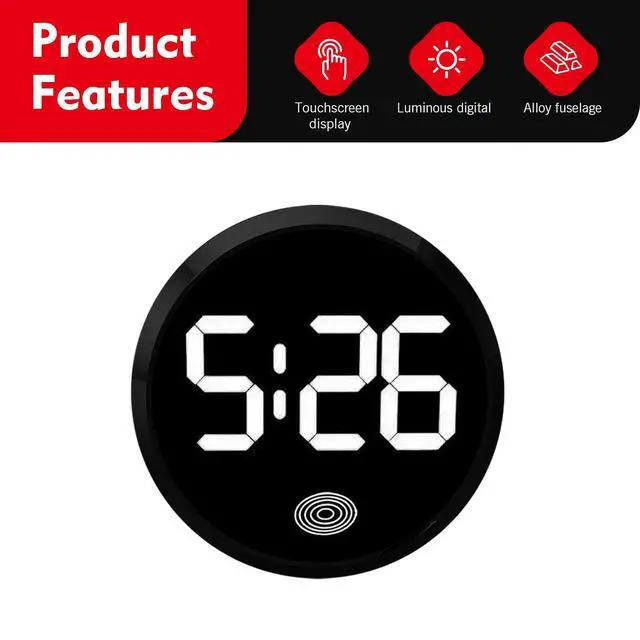 Alt view image 3 of 7 - Car Digital Dashboard Clock, High Definition LED Luminous Clock with Touch Display, Alloy Mini Decorative Watch, Self-Adhesive Interior Watch for Car & Home & Office (White)
