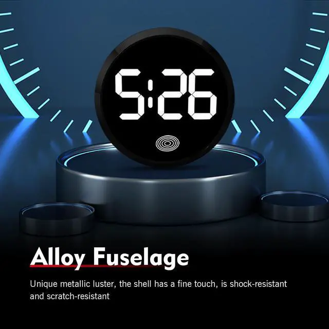 Alt view image 4 of 7 - Car Digital Dashboard Clock, High Definition LED Luminous Clock with Touch Display, Alloy Mini Decorative Watch, Self-Adhesive Interior Watch for Car & Home & Office (White)