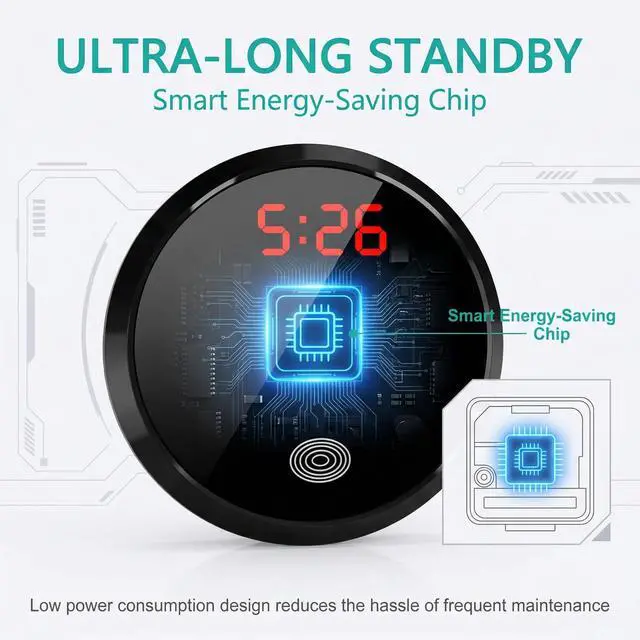 Alt view image 4 of 7 - 1 PC Mini Digital Clock for Car Dashboard, LED Touch Activated Stick On Automotive Clock, Alloy Small Car Clock, Universal for Most Cars, Trucks, SUVs (Black & Red)