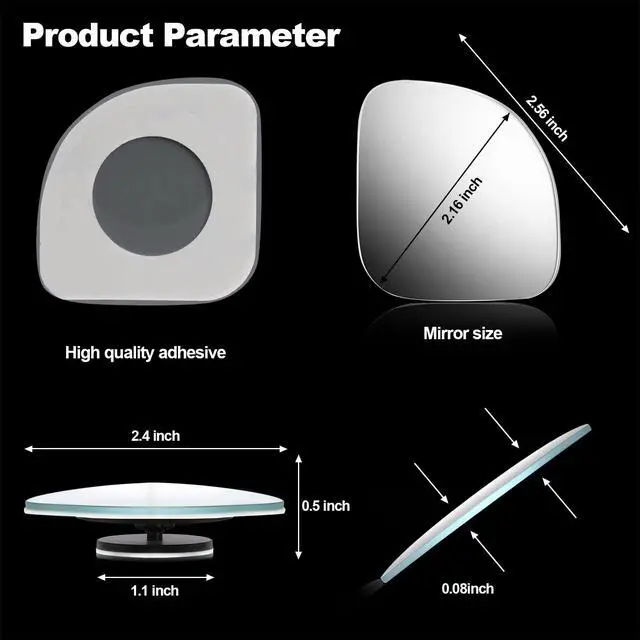 Alt view image 2 of 7 - 4 Pcs Blind Spot Automobile Car Mirror Glass Frameless Convex Mirror Blindspot Side Blindspot Rearview Wide-angled Rear View Mirrors with Adjustable Stick for Suv Trucks Car Accessories
