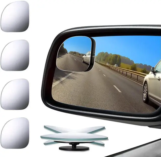 Main image of 4 Pcs Blind Spot Automobile Car Mirror Glass Frameless Convex Mirror Blindspot Side Blindspot Rearview Wide-angled Rear View Mirrors with Adjustable Stick for Suv Trucks Car Accessories