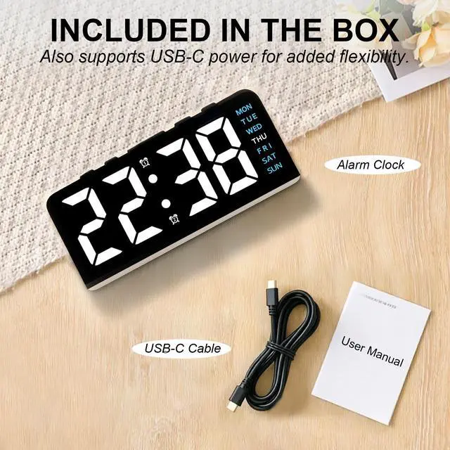 Alt view image 6 of 7 - Alarm Clock with Night Light, Battery Operated + Plug in Clock
