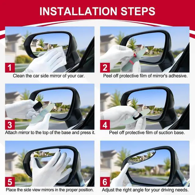 Alt view image 3 of 5 - Long Blind Spot Mirror, Strip HD Glass Frameless Convex Rear View Mirrors Exterior Accessories with Wide Angle Adjustable Stick for Car SUV and Trucks, Pack of 2