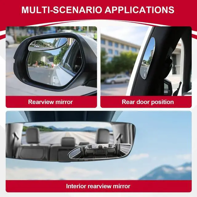 Alt view image 5 of 5 - Long Blind Spot Mirror, Strip HD Glass Frameless Convex Rear View Mirrors Exterior Accessories with Wide Angle Adjustable Stick for Car SUV and Trucks, Pack of 2