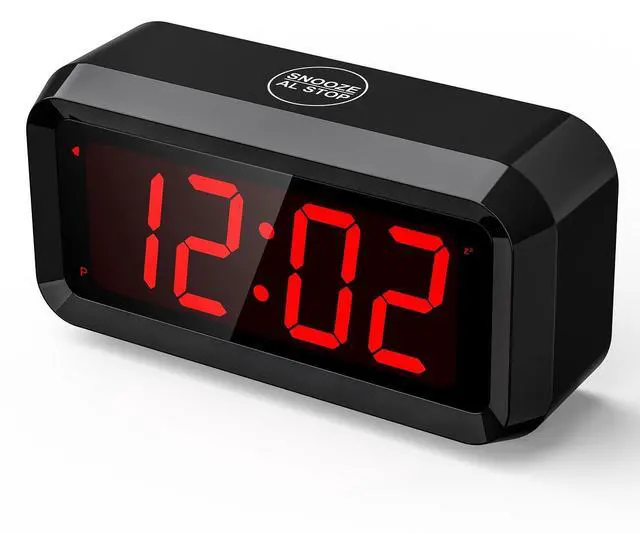 Main image of Alarm Clock,Digital Alarm Clock for Bedrooms,Battery Operated Clock,Adjustable 3 Brightness,1.2 inch LED Time Display, 12/24Hr, Cordless,Snooze (Black)