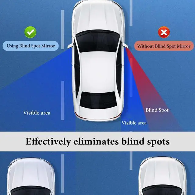 Alt view image 5 of 6 - 2 PCS Blind Spot Mirrors, Rounded Trapezoid HD Glass Frameless Rear View Mirror with Adjustable Stick, Universal Convex Wide Angle Blindspot Side Mirror for Cars Trucks SUVs