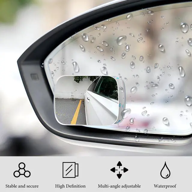 Alt view image 3 of 6 - 2 PCS Blind Spot Mirrors, Rounded Trapezoid HD Glass Frameless Rear View Mirror with Adjustable Stick, Universal Convex Wide Angle Blindspot Side Mirror for Cars Trucks SUVs