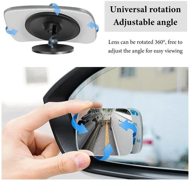 Alt view image 4 of 6 - 2 PCS Blind Spot Mirrors, Rounded Trapezoid HD Glass Frameless Rear View Mirror with Adjustable Stick, Universal Convex Wide Angle Blindspot Side Mirror for Cars Trucks SUVs