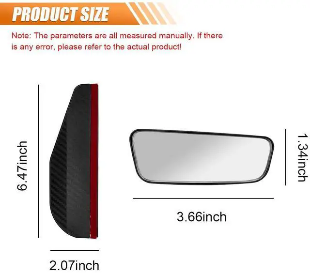 Alt view image 2 of 7 - Rectangular Car Blind Spot Mirror with Rain Guard, Adjustable Convex HD Glass Side Rear View Mirrors, Universal Auto Exterior Wide Angle Auxiliary Mirror for SUVs Cars Trucks(4PCS)