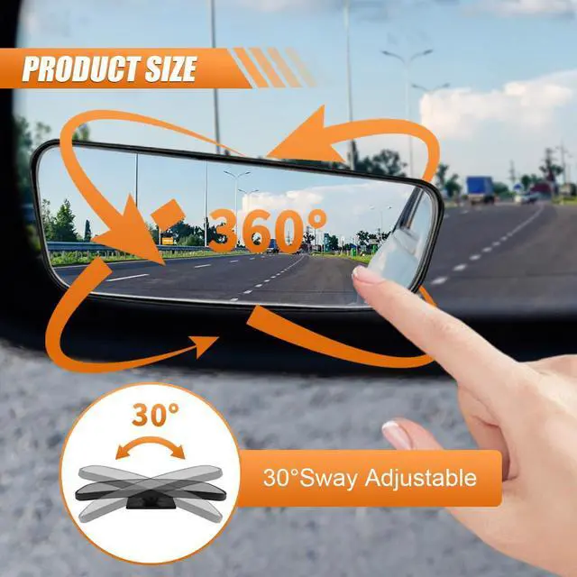 Alt view image 3 of 7 - Rectangular Car Blind Spot Mirror with Rain Guard, Adjustable Convex HD Glass Side Rear View Mirrors, Universal Auto Exterior Wide Angle Auxiliary Mirror for SUVs Cars Trucks(4PCS)