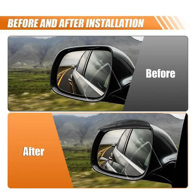 Alt view image 6 of 7 - Rectangular Car Blind Spot Mirror with Rain Guard, Adjustable Convex HD Glass Side Rear View Mirrors, Universal Auto Exterior Wide Angle Auxiliary Mirror for SUVs Cars Trucks(4PCS)