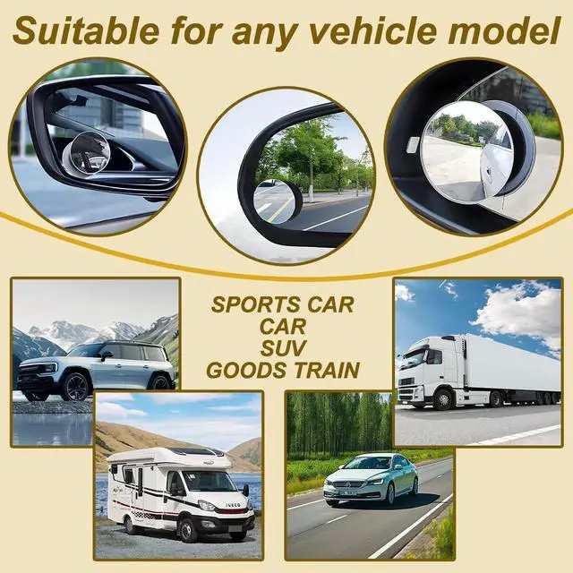 Alt view image 4 of 6 - 2PCS Car Blind Spot Mirrors, Round Shaped Wide Angle Vehicle Blindspot Glass Convex, Frameless Automotive Rearview Side Mirror Accessories, Universal for SUV, Sedan, Truck
