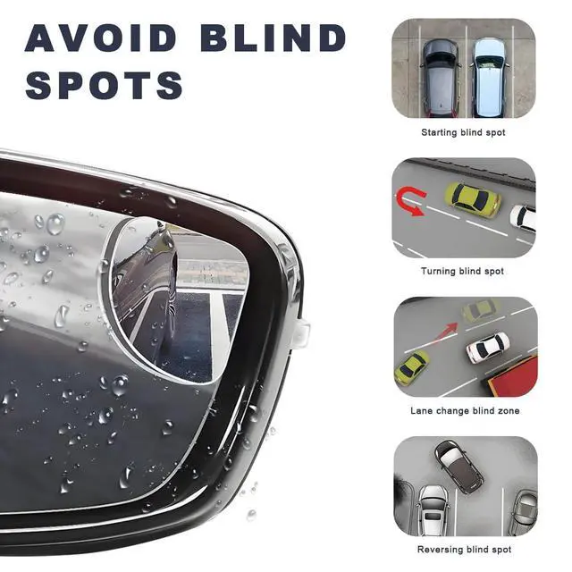 Alt view image 6 of 6 - 2 PCS Car Blind Spot Mirror, Fan-Shaped 360 Degree Rotating HD Glass Wide Angle Convex Rear View Mirror, Adjustable Frameless Side Blindspot Mirrors for Car SUV Truck RV Van