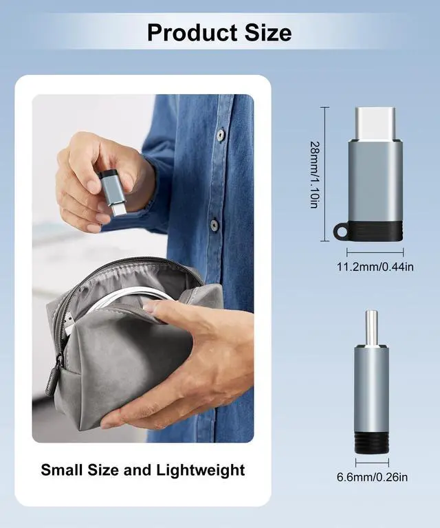Alt view image 2 of 7 - Lightning Female to USB-C Male Adapter (2-Pack), USB C Lightning Adapter, Data Transfer for iPhone 16/15 Series, MacBook Pro/Air, iPad, Not for Audio/OTG - Gray