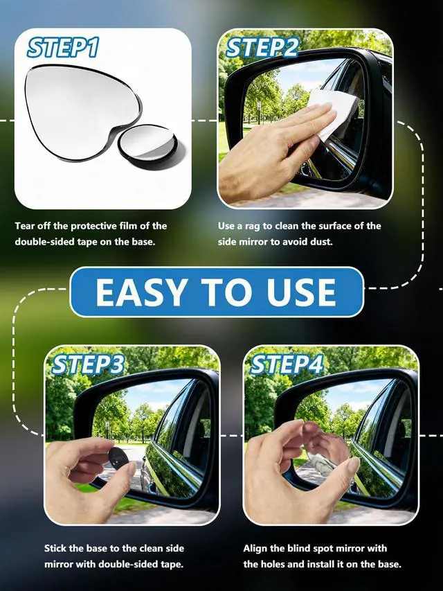 Alt view image 5 of 7 - 2Pcs Heart Shaped Blind Spot Mirrors for Cars, HD Glass Frameless Convex Side Mirror Blindspot, Universal Fit Stick-On Wide Angle Rear View Mirrors for SUVs, Trucks and RVs
