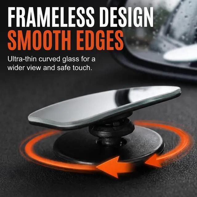Alt view image 3 of 6 - Blind Spot Mirror 2PCS, Fan Shaped HD Glass Frameless Convex Mirror, 360° Adjustable Wide Angle Side Rear View Mirror for Car SUV Truck