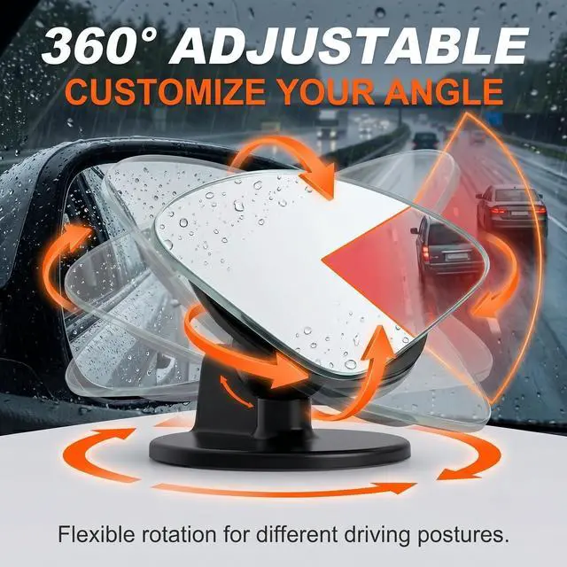 Alt view image 5 of 6 - Blind Spot Mirror 2PCS, Fan Shaped HD Glass Frameless Convex Mirror, 360° Adjustable Wide Angle Side Rear View Mirror for Car SUV Truck