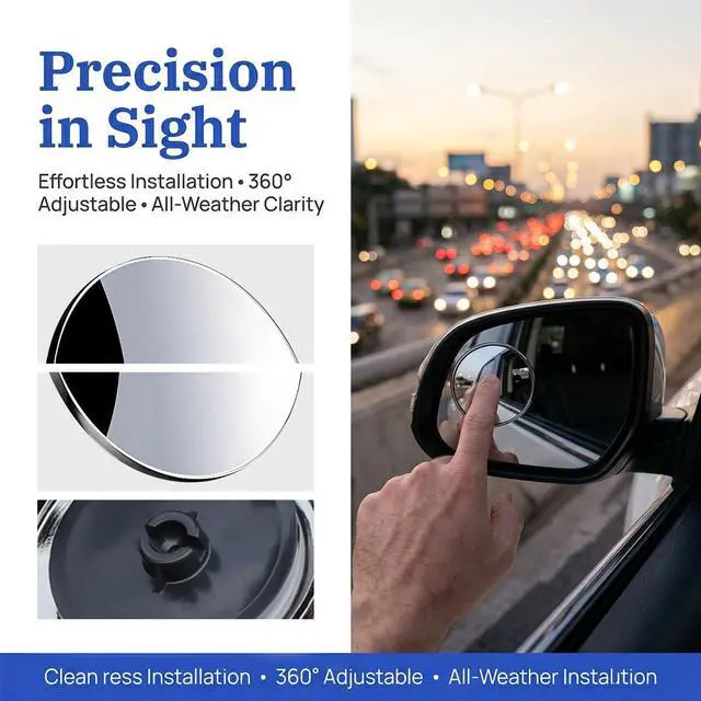 Alt view image 3 of 7 - Car Blind Spot Mirror, Round HD Glass Wide Angle Frameless Vehicle Side Rear View Convex Mirrors, Automotive Exterior Blindspot Looking Glass, Universal for SUV RV Pickup