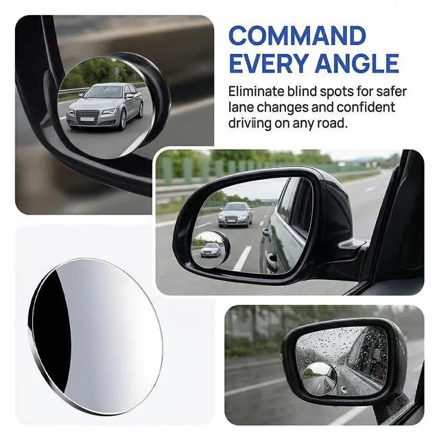 Alt view image 4 of 7 - Car Blind Spot Mirror, Round HD Glass Wide Angle Frameless Vehicle Side Rear View Convex Mirrors, Automotive Exterior Blindspot Looking Glass, Universal for SUV RV Pickup