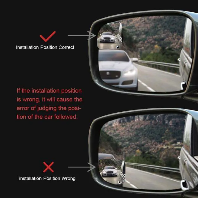Alt view image 4 of 7 - Frameless Blind Spot Mirror for Cars - 2 Pack HD Glass Convex Rear View Mirror, 360° Rotate Sway Adjustable Side Mirror for SUV, Truck, Van - Driving Safety Accessories