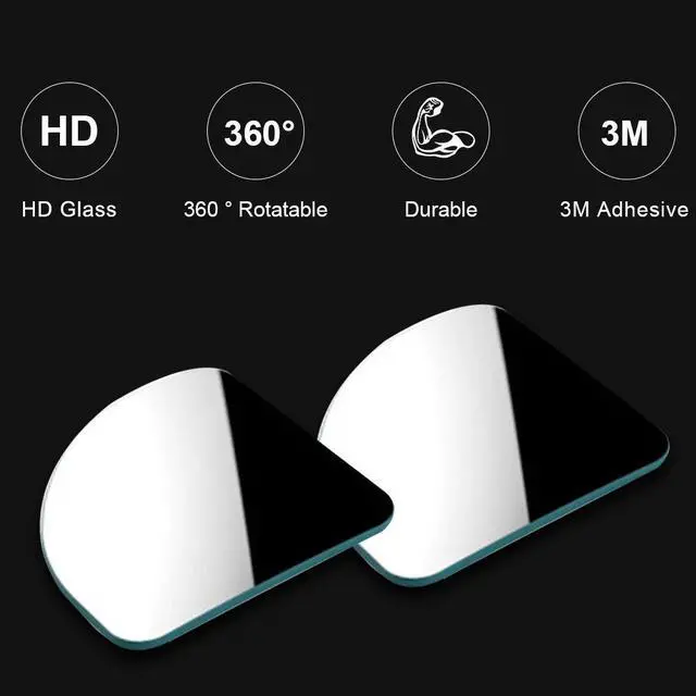 Alt view image 2 of 7 - Frameless Blind Spot Mirror for Cars - 2 Pack HD Glass Convex Rear View Mirror, 360° Rotate Sway Adjustable Side Mirror for SUV, Truck, Van - Driving Safety Accessories