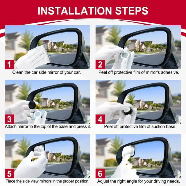 Alt view image 4 of 6 - Blind Spot MirrorRhombus Shaped HD Glass Frameless Convex Rear View Mirror with wide angle Adjustable Stick for Cars SUV and Trucks, Pack of 2