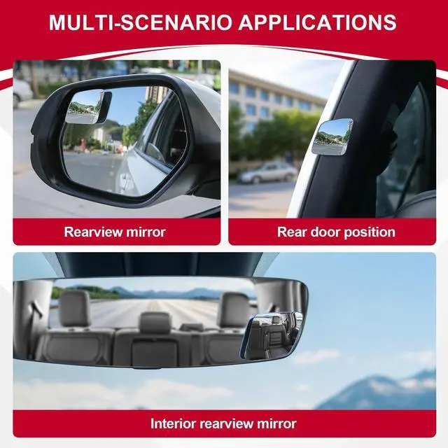 Alt view image 6 of 6 - Blind Spot MirrorRhombus Shaped HD Glass Frameless Convex Rear View Mirror with wide angle Adjustable Stick for Cars SUV and Trucks, Pack of 2