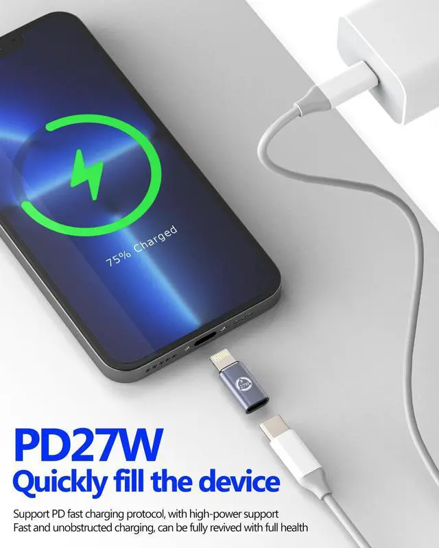 Alt view image 2 of 7 - 27W USB C to Lightning Adapter for Iphone 14 13 12 11 Pro Cable for Apple Mfi Type Female (3Pack) PD Charger Connector Converter Adaptador Tipo Port Thunderbolt Dongle for Ipad Air Lighting Male Power