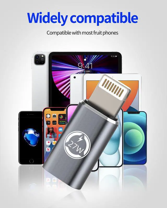 Alt view image 6 of 7 - 27W USB C to Lightning Adapter for Iphone 14 13 12 11 Pro Cable for Apple Mfi Type Female (3Pack) PD Charger Connector Converter Adaptador Tipo Port Thunderbolt Dongle for Ipad Air Lighting Male Power