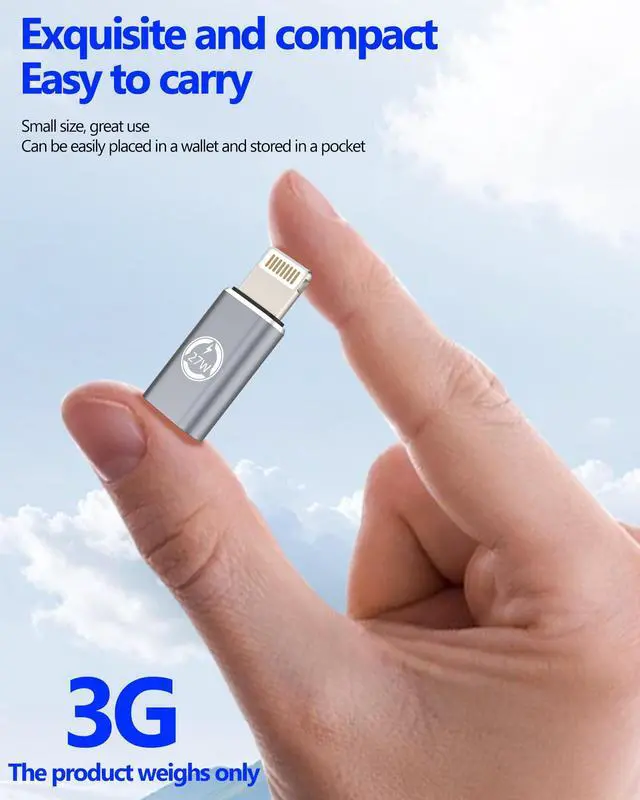 Alt view image 7 of 7 - 27W USB C to Lightning Adapter for Iphone 14 13 12 11 Pro Cable for Apple Mfi Type Female (3Pack) PD Charger Connector Converter Adaptador Tipo Port Thunderbolt Dongle for Ipad Air Lighting Male Power