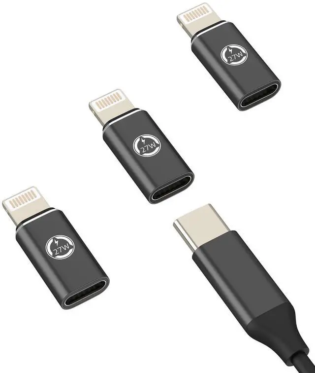 Main image of 27W USB C Female to Lightning Male Charger Adapter (3 Pack) for iPhone 14 13 Pro Max for iPad Type C Jack Fast Charging Type C Data Cable Connector Converter Lighting Charger Accessories