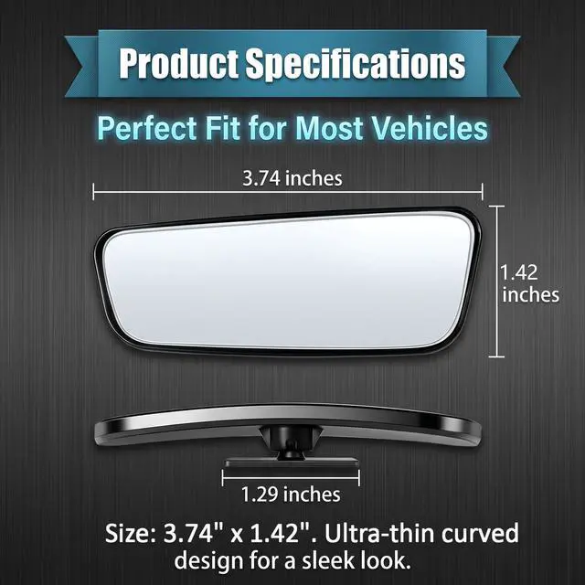 Alt view image 2 of 6 - 2 PCS Car Blind Spot Mirrors, Rectangular Wide Angle HD Convex Glass, Anti-glare Adjustable Auxiliary Side Rearview Mirror, Universal Self-adhesive Accessory for Most Cars (Black)