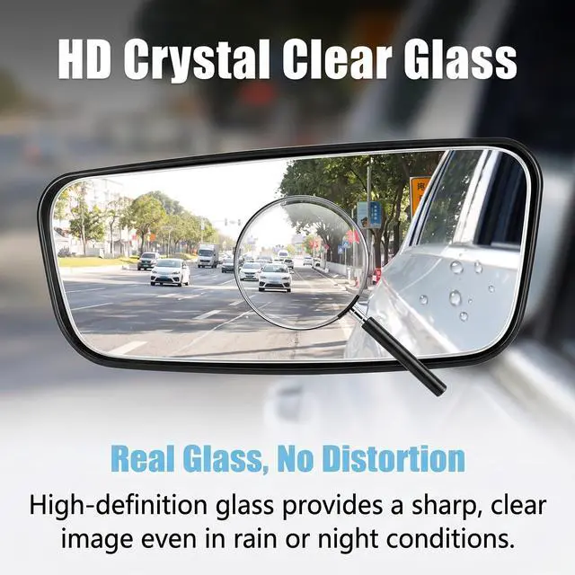 Alt view image 6 of 6 - 2 PCS Car Blind Spot Mirrors, Rectangular Wide Angle HD Convex Glass, Anti-glare Adjustable Auxiliary Side Rearview Mirror, Universal Self-adhesive Accessory for Most Cars (Black)