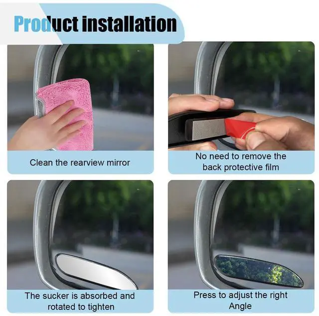 Alt view image 3 of 6 - 2 PCS Blind Spot Car Mirror, HD Glass Adjustable Car Side Mirror, Framed Wide-angle Blind Spot Mirror, Universal Convex Rear View Mirror for Cars, SUVs, Trucks and RVs (Rectangle)
