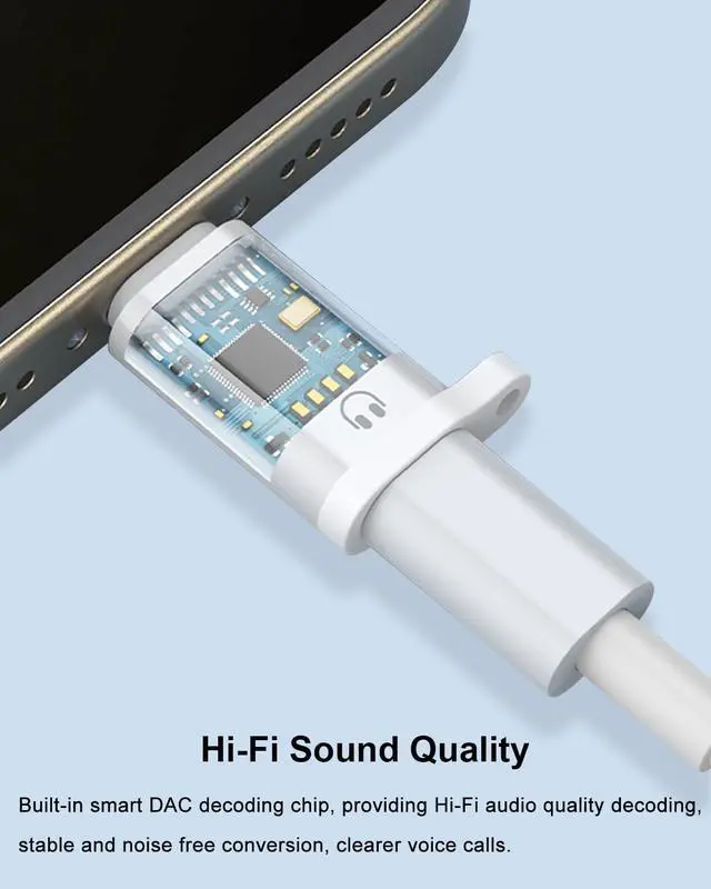 Alt view image 4 of 7 - Headphone Adapter for iPhone Lightning to USB C Audio Adapter | USB-C Male to Lightning Female Earbuds Converter, Support Line Control & Calls, Not for Charging/Data Transfer