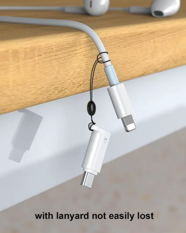 Alt view image 6 of 7 - Headphone Adapter for iPhone Lightning to USB C Audio Adapter | USB-C Male to Lightning Female Earbuds Converter, Support Line Control & Calls, Not for Charging/Data Transfer