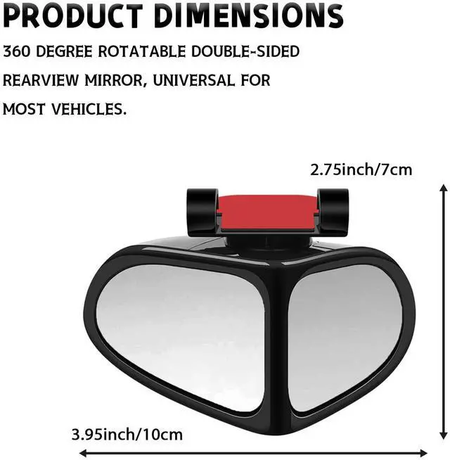 Alt view image 2 of 6 - Blind Spot Mirrors 2 PCS, Car Blind spot Mirror 360 Degree Rotatable Wide Angle Rear View Auxiliary, HD Glass Double Sided Adjustable Convex Safety Mirror for Vehicle Truck SUV Universal Black