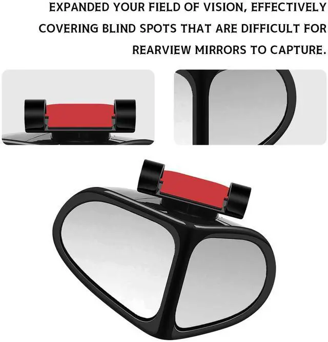 Alt view image 3 of 6 - Blind Spot Mirrors 2 PCS, Car Blind spot Mirror 360 Degree Rotatable Wide Angle Rear View Auxiliary, HD Glass Double Sided Adjustable Convex Safety Mirror for Vehicle Truck SUV Universal Black