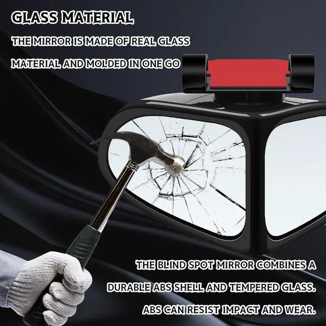 Alt view image 6 of 6 - Blind Spot Mirrors 2 PCS, Car Blind spot Mirror 360 Degree Rotatable Wide Angle Rear View Auxiliary, HD Glass Double Sided Adjustable Convex Safety Mirror for Vehicle Truck SUV Universal Black
