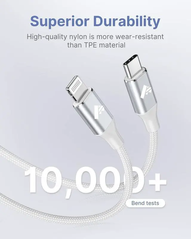 Alt view image 4 of 6 - USB C to Lightning Cable 6FT 2Pack, Power iPhone Charger Cord MFi Certified Braided Fast iPhone Type C Charging Cord Compatible with iPhone 14 13 12 Pro Max Mini X XS XR 11 Pro 8 Plus