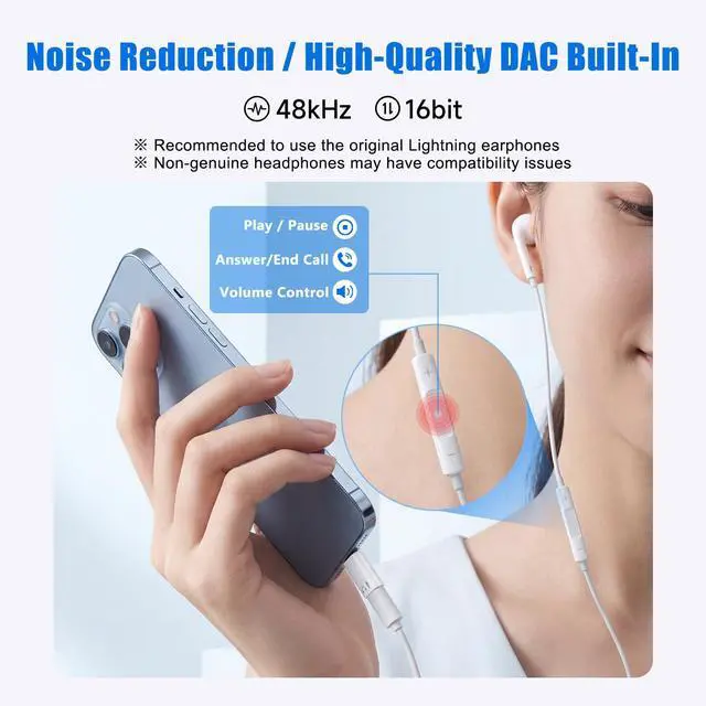 Alt view image 4 of 7 - (New Combo) Lightning to USB C Adapter Compatible with iPhone 17/16/15 | 1×48kHz/16bit Hi-Fi Audio Headphone Adapter with Line Control + 1×27W Fast Charging Lightning to USBC Adapter with 3A Limit