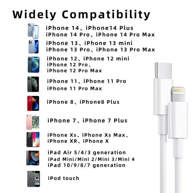 Alt view image 5 of 6 - USB C to Lightning Cable 10FT 1 Pack, 27W Fast Charging Cord for iPhone | MFi Certified 10FT USB C to Lightning Cable with 27W PD fast charging, durable long cord for home, office and travel