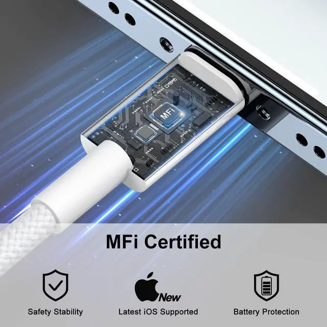 Alt view image 2 of 7 - Apple MFi Certified USB C to Lightning Cable, 6FT CarPlay Cable High Speed Data Transfer Fast Charging OTG Cord for iPhone 14 13 12 11 Pro Max XS XR X 8 7 6S 6 Plus SE 5S 5C iPad mini Air Pro (6FT)